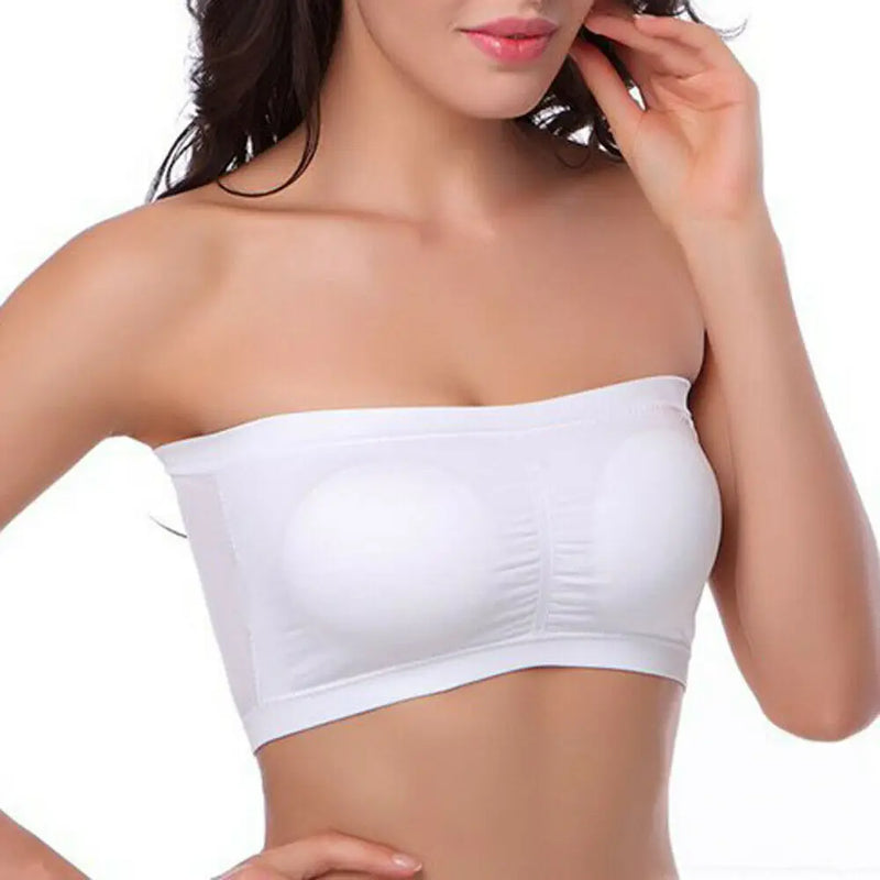 Double Layers Plus Size Strapless Tube Removable Padded Top Stretchy Seamless Bra