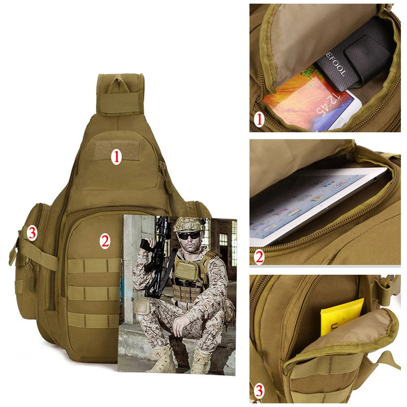 Tactical Sling Bag 14" Laptop Waterproof Molle Travel Backpack Camping Hiking Hunting Sport Sports Bags Rucksack 20-35L