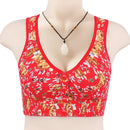Women's Cotton Front Closure Wire Free Underwear Comfortable Bright Flowers Bra
