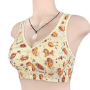 Women's Cotton Front Closure Wire Free Underwear Comfortable Bright Flowers Bra