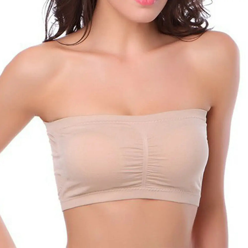 Double Layers Plus Size Strapless Tube Removable Padded Top Stretchy Seamless Bra