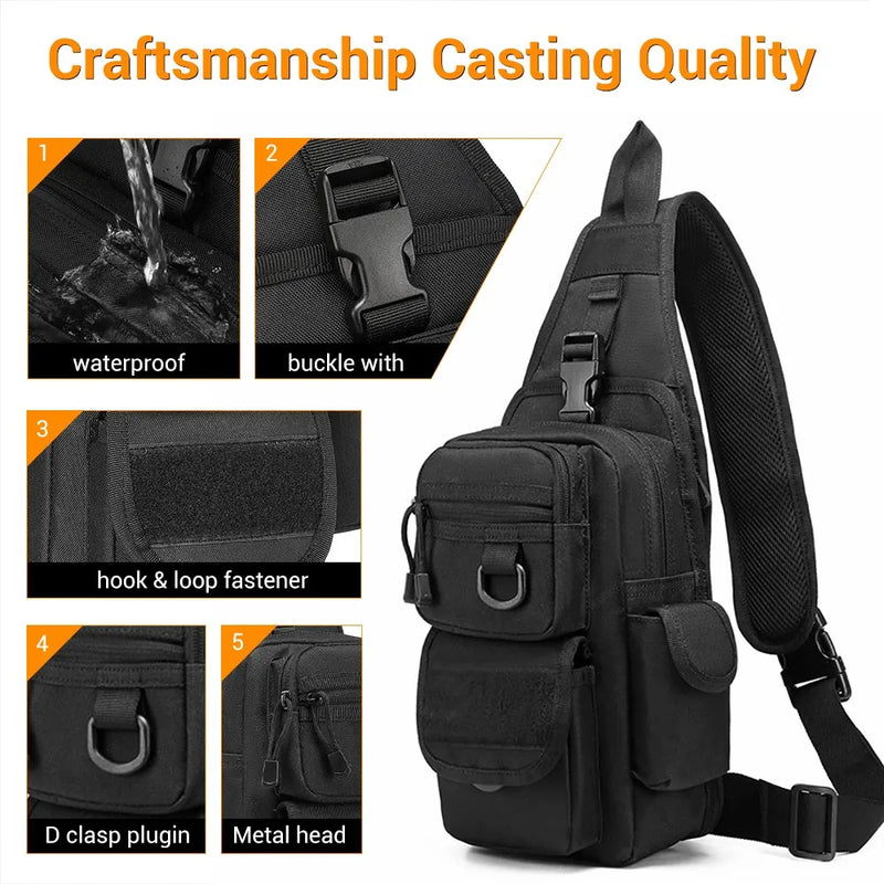 Tactical Shoulder Bag Concealed Pistol Holster Carry Pouch Military EDC Tools Sling Backpack for Outdoor Handgun Adjustable Pack