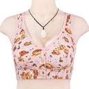 Women's Cotton Front Closure Wire Free Underwear Comfortable Bright Flowers Bra
