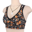 Women's Cotton Front Closure Wire Free Underwear Comfortable Bright Flowers Bra
