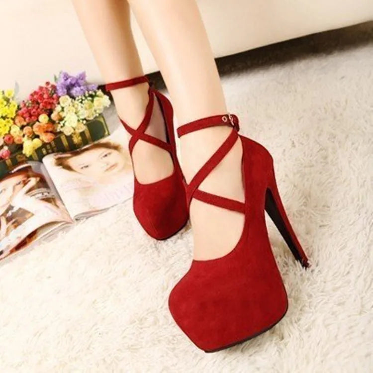 Red Black Black High Heel Stiletto Ladies Dress Pumps Fashion  Party Platform Sandals Women's Scarpins Shoes