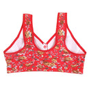 Women's Cotton Front Closure Wire Free Underwear Comfortable Bright Flowers Bra