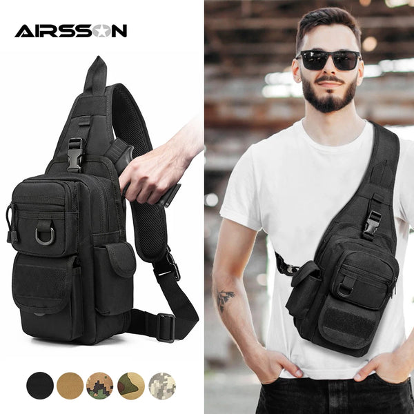 Tactical Shoulder Bag Concealed Pistol Holster Carry Pouch Military EDC Tools Sling Backpack for Outdoor Handgun Adjustable Pack