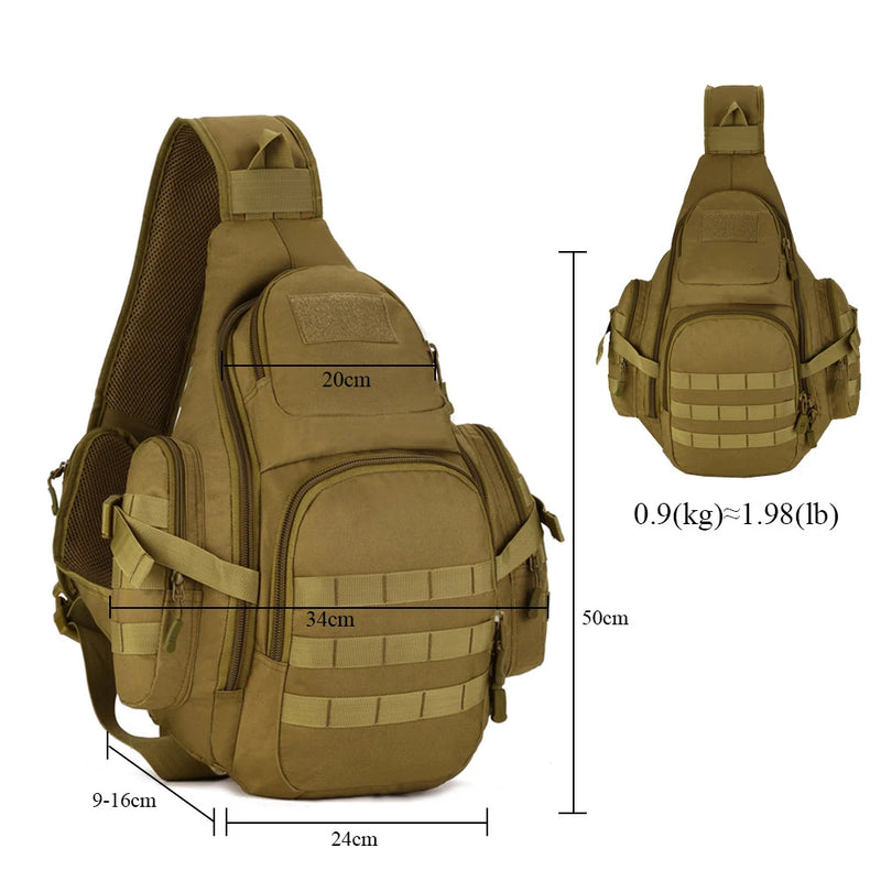 Tactical Sling Bag 14" Laptop Waterproof Molle Travel Backpack Camping Hiking Hunting Sport Sports Bags Rucksack 20-35L