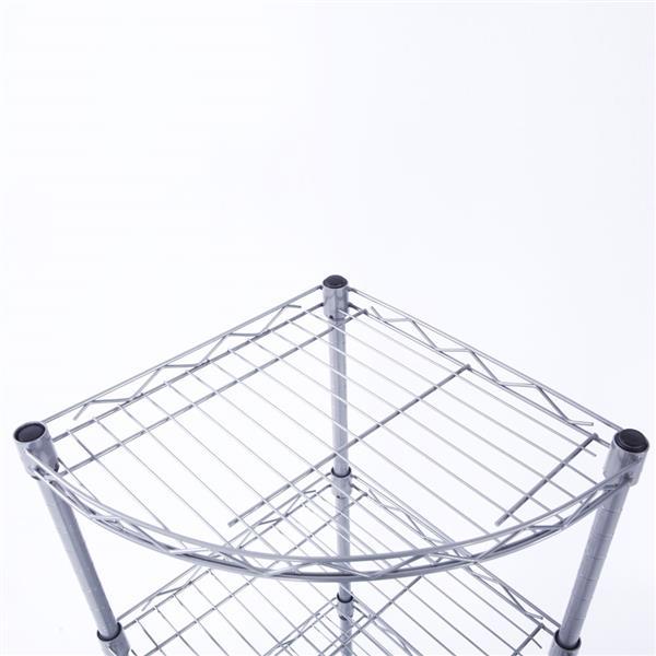 Bathroom Carbon Steel Fan-shaped 4-layer Corner shelf - Silver Gray