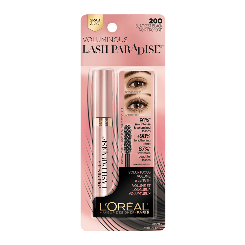 L'Oreal Paris Voluminous Makeup Lash Paradise Mascara Volume, Blackest