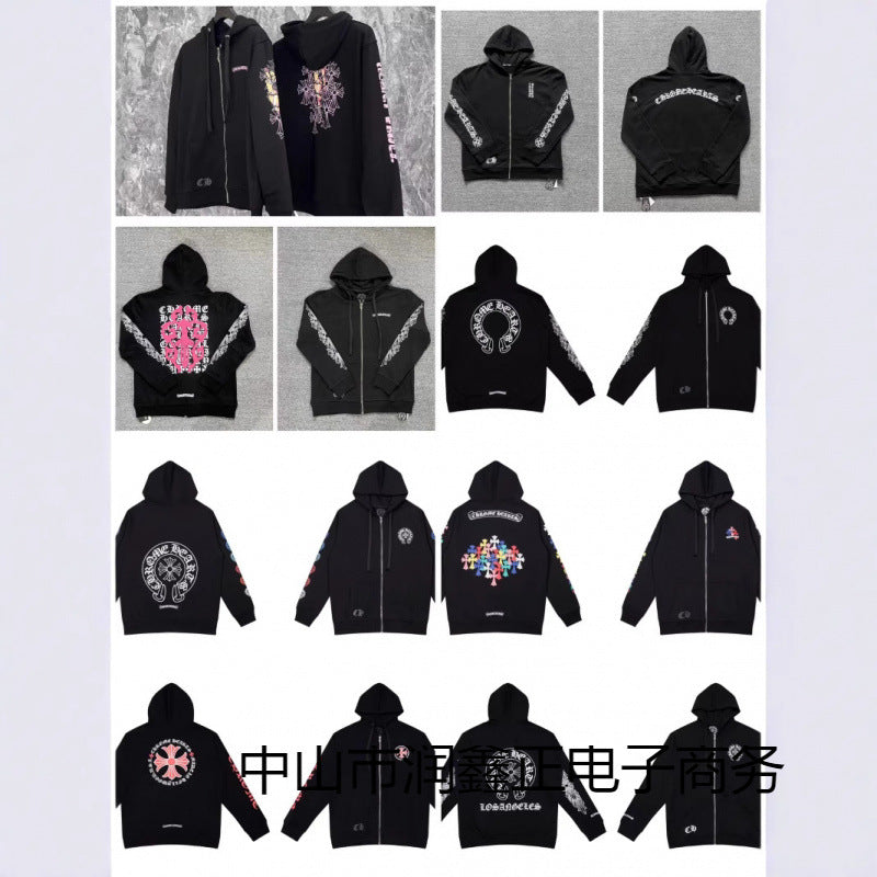 Correct version 24ss fashion brand pure cotton loop men's and women's zipper hoodie