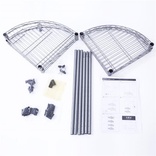Bathroom Carbon Steel Fan-shaped 4-layer Corner shelf - Silver Gray