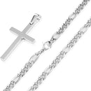 Stainless steel Cuban chain cross pendant necklace