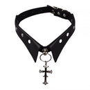 Fake cross collar, dark gothic choker necklace