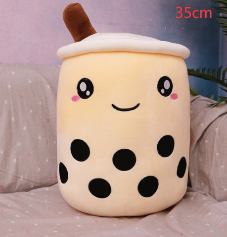 Cute Fruit Drink Plush Stuffed Soft Strawberry Milk Tea Plush Boba Tea Cup Toy Bubble Tea Pillow Cushion