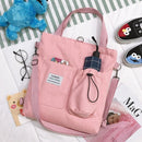 Harajuku Canvas Handbag With Pockets Preppy Backpack Shoulder Bag For Women