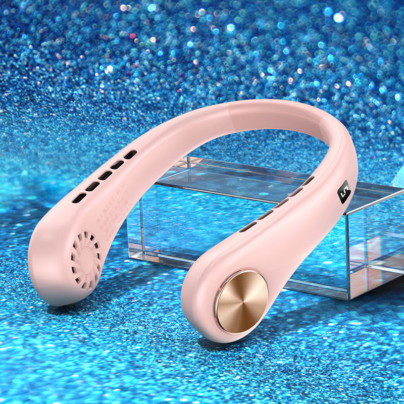 New Rechargeable Mini Neck Fan Portable Bladeless Hanging Neck Air Cooler Mini Summer Sports Fans