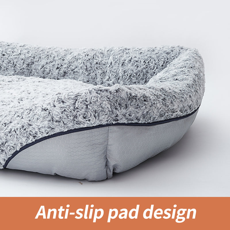Swirl Rose Velvet Dog Beds For Small Medium Dogs Removable Cushion Calming Dog Sofa Beds