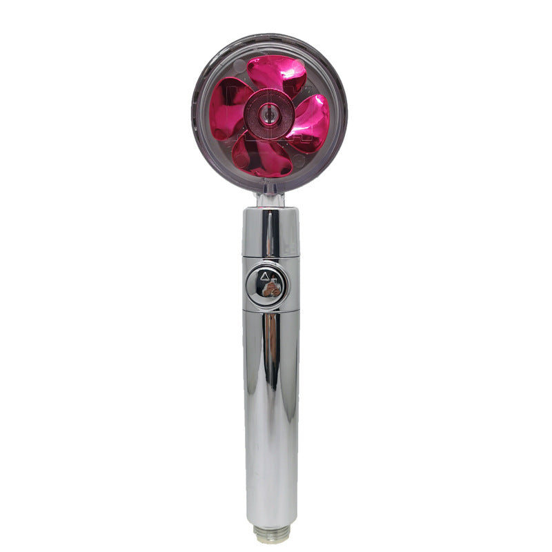 Propeller Driven Shower Head With Stop Button Cotton Filter Turbocharged High Pressure Hand-held Shower Nozzle