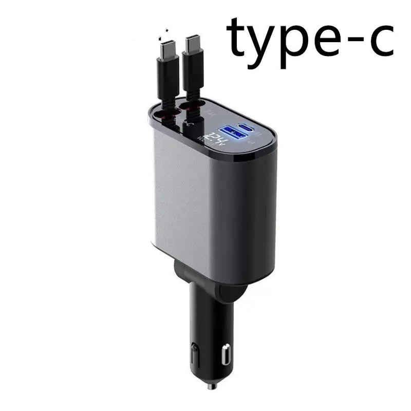 Metal Car Charger 100W Super Fast Charging Cigarette Lighter USB And TYPE-C Adapter