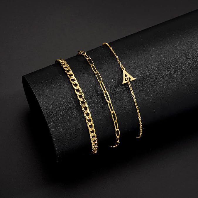 New fashionable and versatile 26-letter bracelet plated with 14K gold, light luxury, stackable bracelet jewelry for women