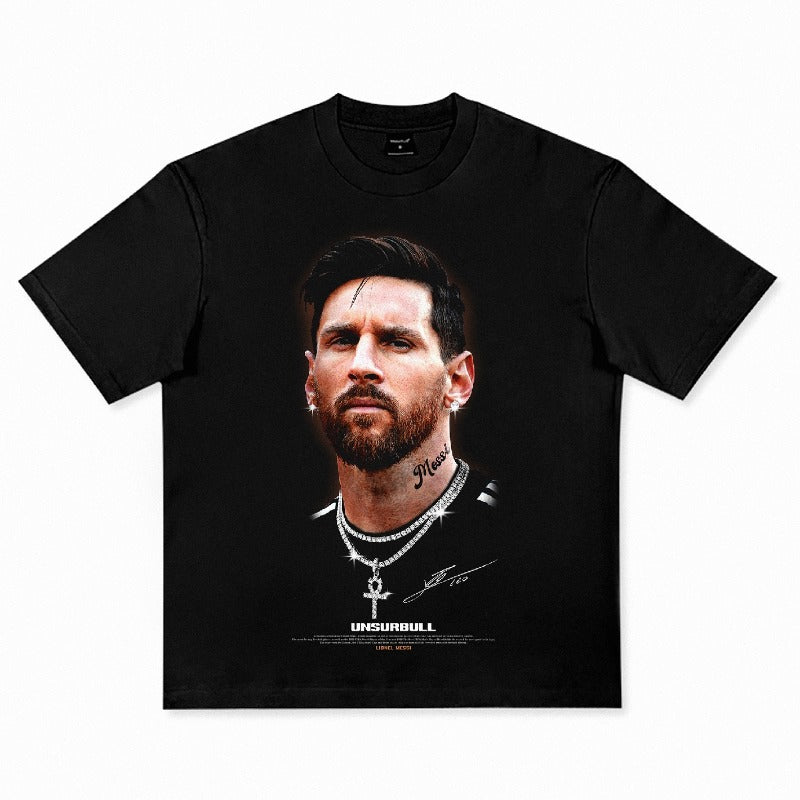 American vintage Men's cotton loose short sleeve  cotton football T-shirt