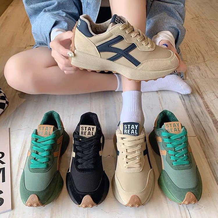 Women's spring ide thick casual leather student sneakers