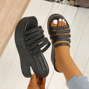 Solid-colored wedge heel women's sponge cake casual fish-mouth flip-flops