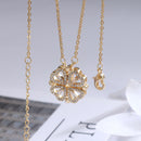 Warm edition heart folding necklace women's clavicle chain simple four-leaf clover deformable lucky grass love