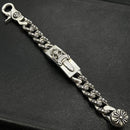 Fashionable Thai silver vintage do old sword lobster le big bracelet long cross flower for men and women hand jewelry