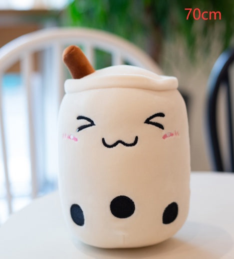 Cute Fruit Drink Plush Stuffed Soft Strawberry Milk Tea Plush Boba Tea Cup Toy Bubble Tea Pillow Cushion