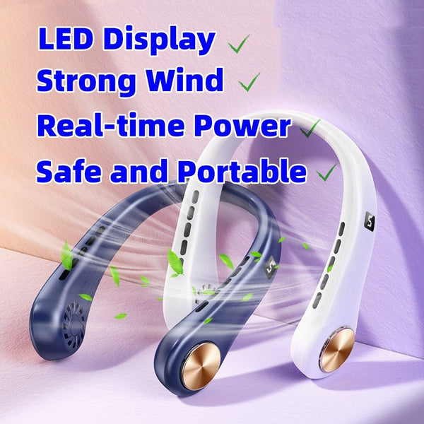 New Rechargeable Mini Neck Fan Portable Bladeless Hanging Neck Air Cooler Mini Summer Sports Fans