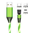 540 Rotate Luminous Magnetic 3A Fast Charging Mobile Phone Cable For LED Micro USB Type C