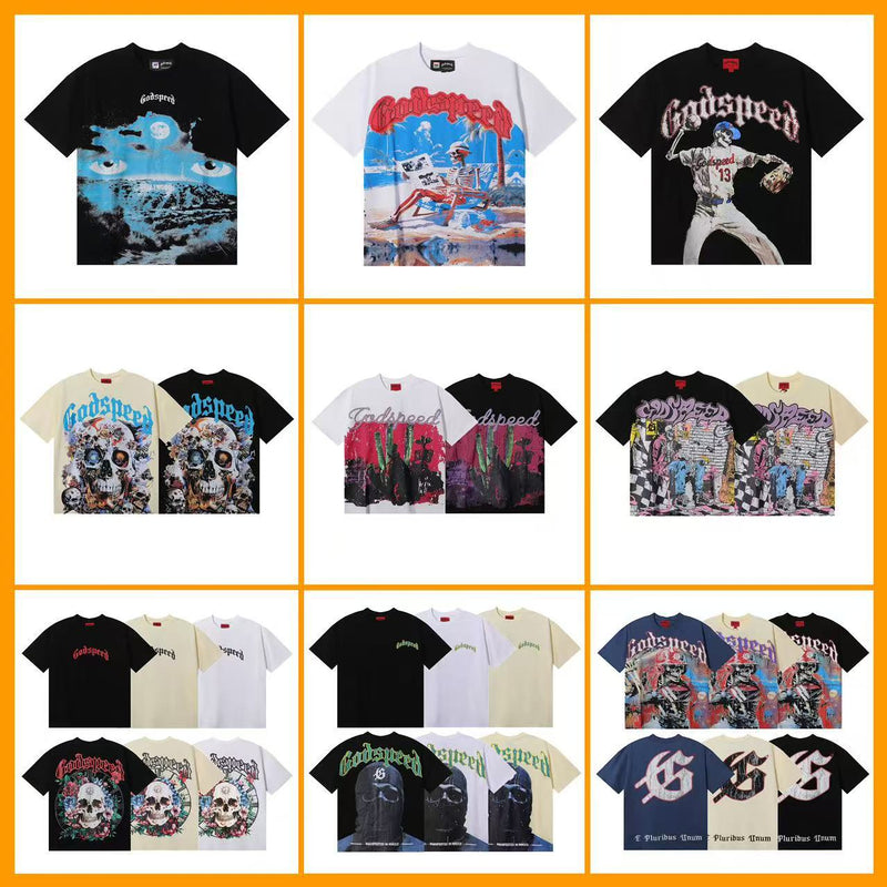 Men and Women American trend skull rock band basketball casual loose short-sleeved T-shirt