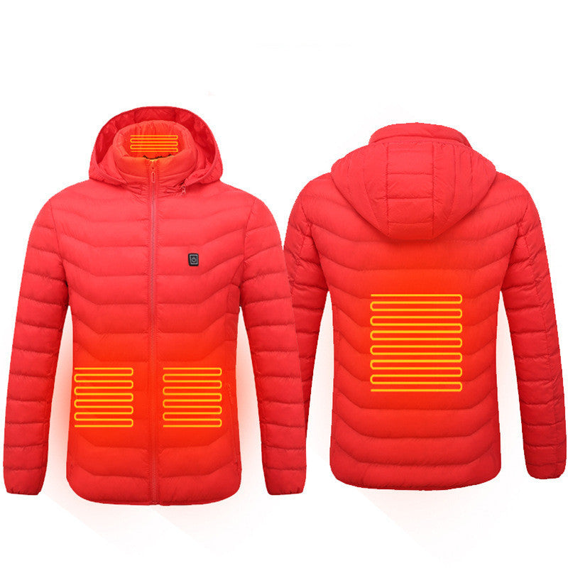 Men Heated Puffer Electric Jacket Coat Insulated Hood Windbreaker 9Heat Zones