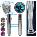 Rotating Shower Head with Rotating 360 Degrees Small Fan ABS Rain High Pressure Spray Nozzle