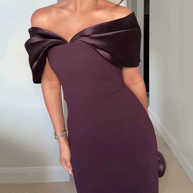 Women's one-shoulder, slimming and flattering evening dress