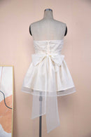 Tube Top Lace Dress With Back Bow-knot Fashion Temperament Mesh Stitching Off-neck Short Skirt