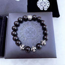 Kroheart vintage do old cross obsidian bracelet Hip Hop punk style couple bracelet