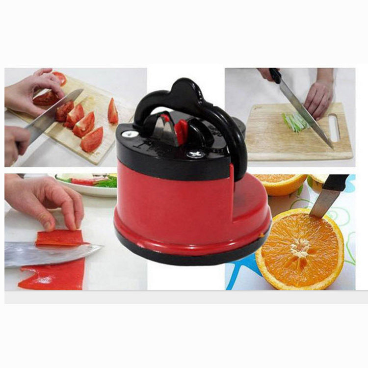 Fine Iron Knife Sharpener with Fixed Sucker Stone