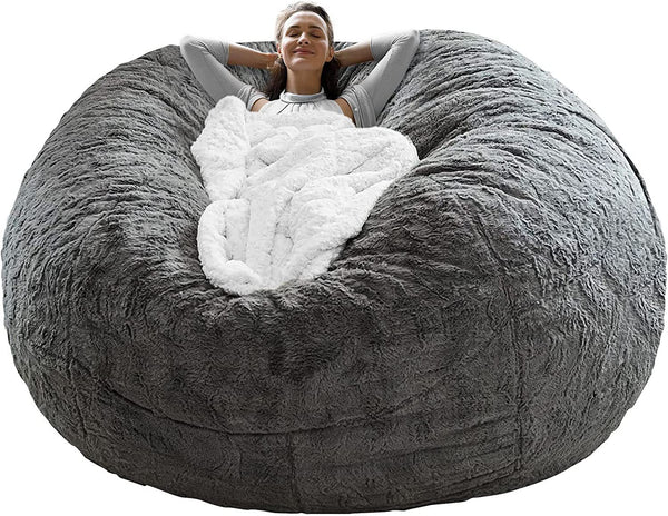 Bean Bag Chair Cushion, Big Round Soft Fluffy PV Velvet Sofa Bed Cover Lazy Sofa Bed Cover,6ft