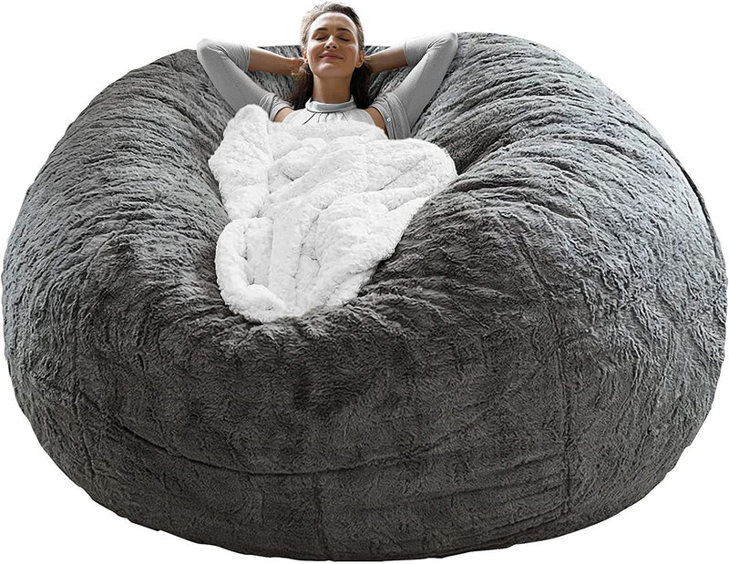 Bean Bag Chair Cushion, Big Round Soft Fluffy PV Velvet Sofa Bed Cover Lazy Sofa Bed Cover,6ft