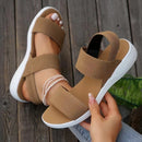 Casual sandals for women in summer, thick-soled wedge heels, fish-mouth loose and tight one-strap