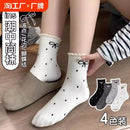 White polka-dot bow socks female fall winter pile socks Student tide summer mid-tube socks