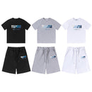 Trapstar Rainbow white and blue towel embroidered casual short sleeve shorts