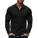 Men's classic casual American lapel button long sleeve T-shirt stretch polo shirt