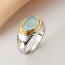 A retro gold-plated two-color cat's eye stone ring, fashionable jewelry, niche and high-end ring