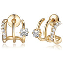 Zircon exquisite and personalized ear stud earrings with three-prong arc-shaped lines offer a classic and high-end commuting feel