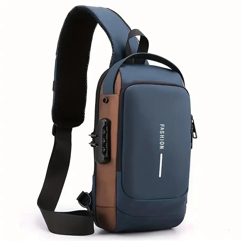 Men S Waterproof Motorcycle Chest Bag - Anti-Theft Shoulder Bag