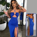 Sexy Halter-neck Lace-up Split Summer Y2K Fashion Party Beach Long Dresses